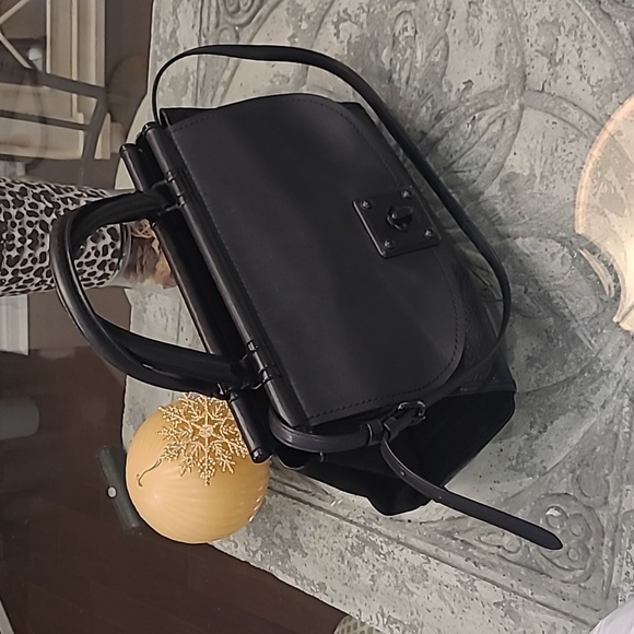 Coach Black Mixed Leather Satchel Crossbody Bag Purse - Picture 8 of 16